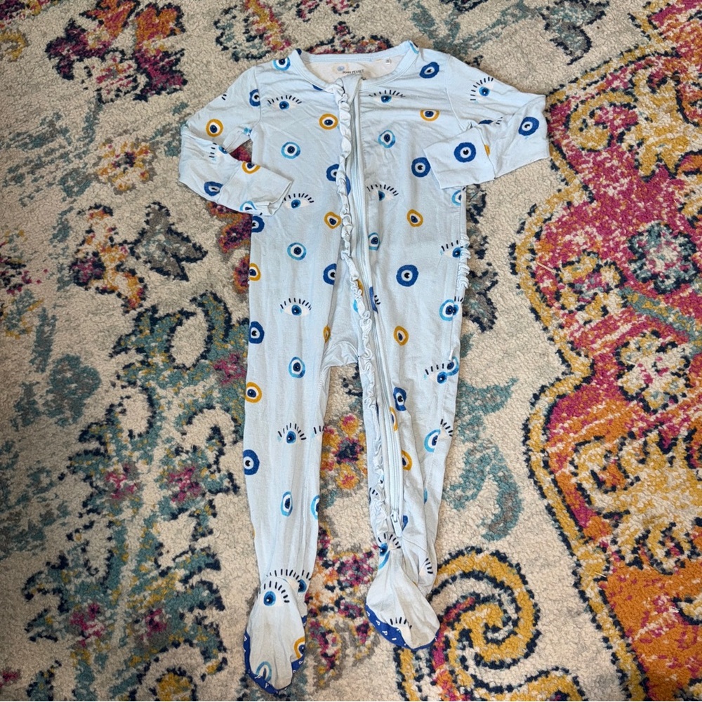 Posh peanut bamboo one piece footie evil eye size 18/24 months